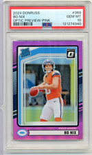 Bo Nix RC 2024 Donruss Optic Preview Pink Rated Rookie HOLO GEM MINT PSA 10