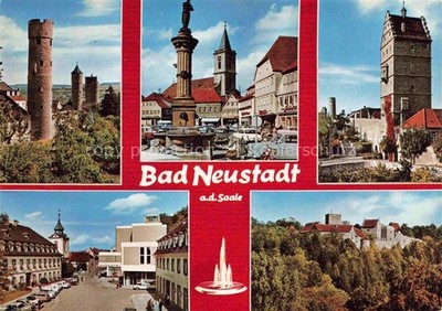 Bad Neustadt Saale Bayern Tuerme der Stadt Marktplatz Brunnen Hohntor Schloss
