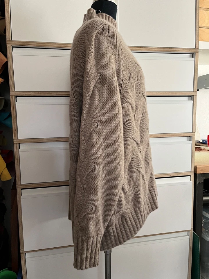 toller 100 % Kaschmir Grobstrick Pullover Gr. L oversized Beigebraun Nude - Bild 2 von 4