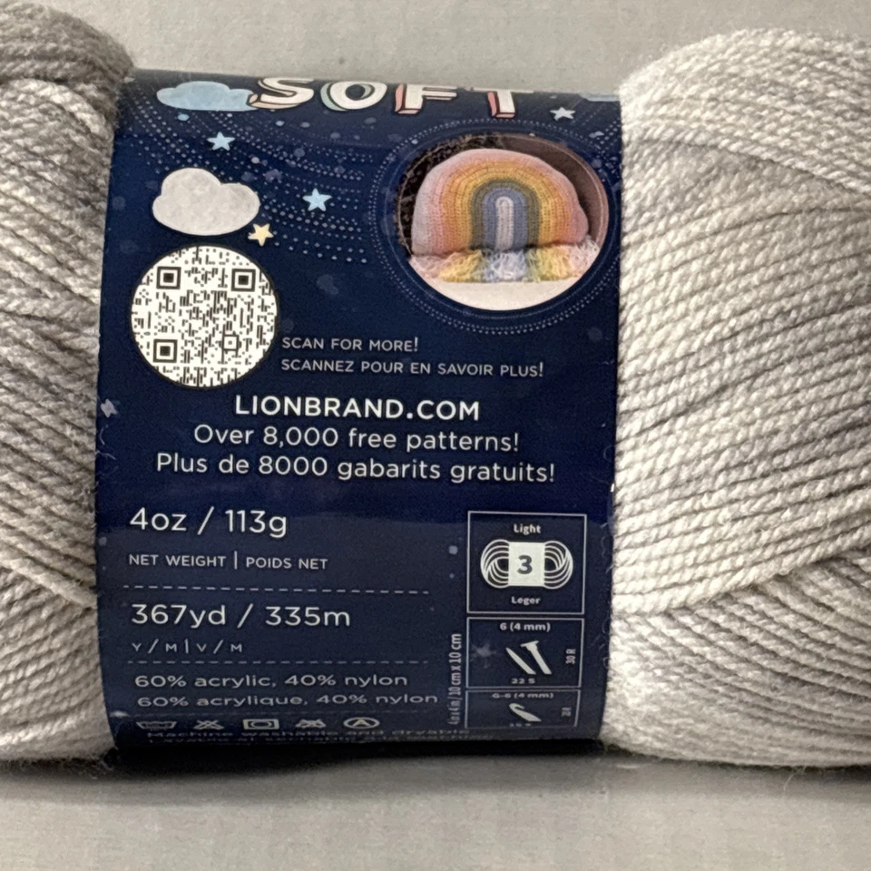 Lion Brand A Star is Born Baby hilo suave estampado gris 4 oz 367 yardas NUEVO Foto 3 de 4