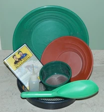 Gold Mining Jobe Prospecting Kit Pans Screen Lot w/ Instructional Panning DVD