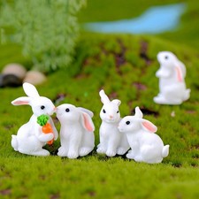 Resin Bunny Statue Miniature Rabbit Figurine Micro Landscape Fairy Garden