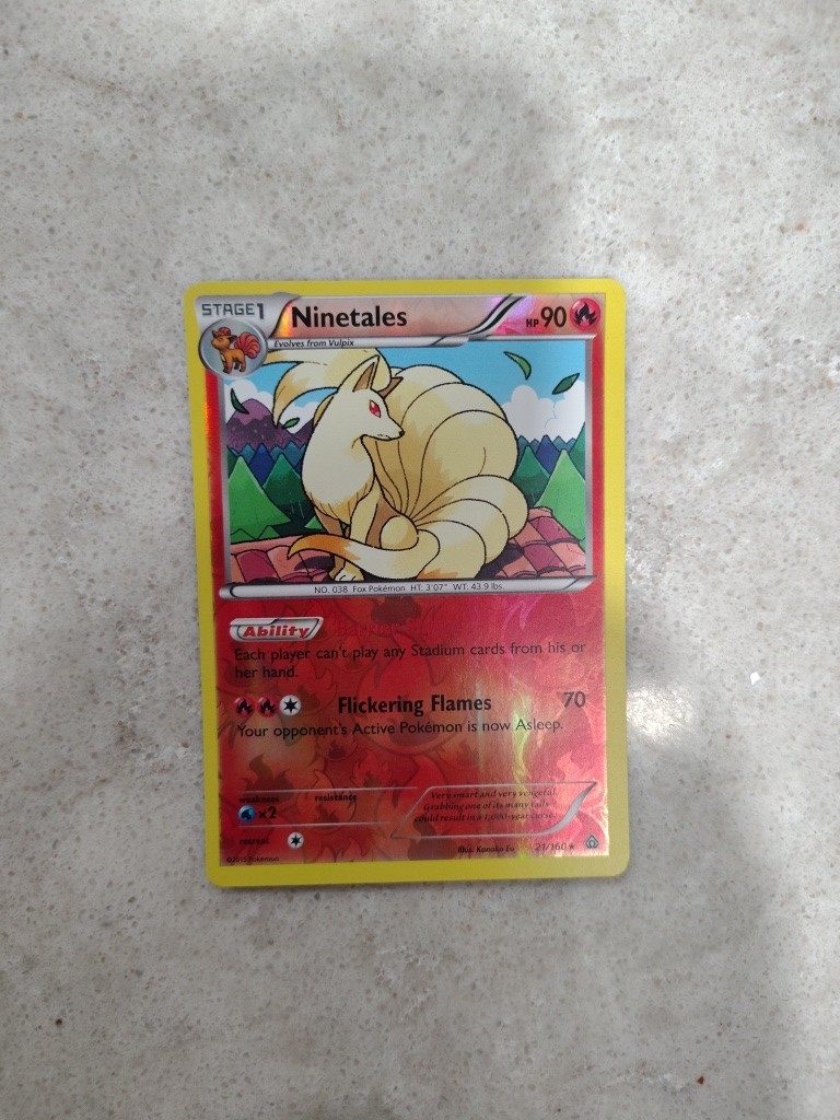 Pokémon TCG - NINETALES - 21/160 - REVERSE HOLO RARE - PRIMAL CLASH 2015 -