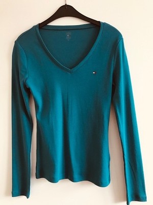 Tommy Hilfiger  Shirt Damen Langarm tailliert - Gr. S/P  NEU - Petrol - Original