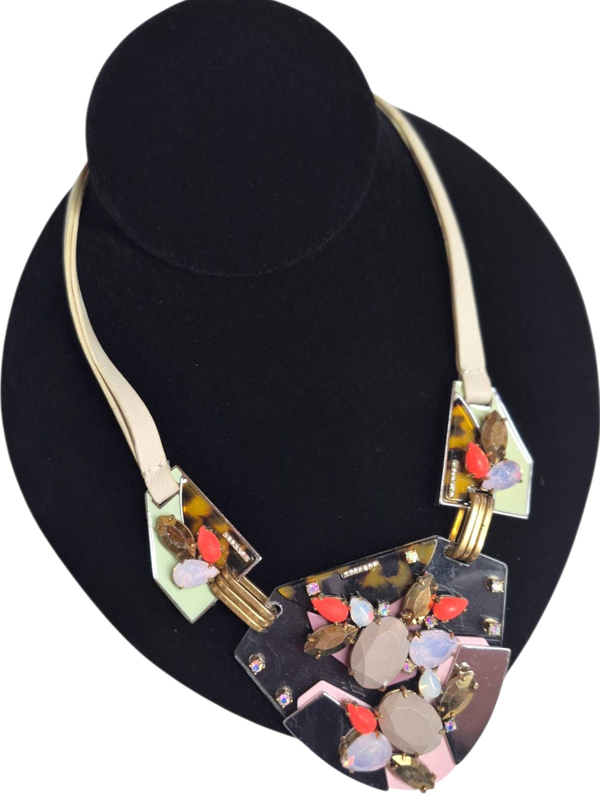 J.Crew Techtonic Statement Necklace Tortoise Grey… - image 9