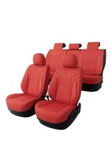 Feinepro Red Car Seat Covers Full Set - Breathable Faux Leather Universal 5 Seat Feinepro Red Car Seat Covers Full Set - Breathable Faux Leather Universal 5 Seat