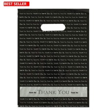 Thank You Plastic Bags Die Cut Handle 9x12 In Black 50 Pcs Merchandise Shopping
