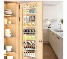   Churboro Over the Door Pantry Organizer Rack with 9 Adjustable Baskets, 9 Tie