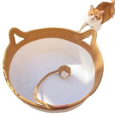 Cat Basket Handwoven Rope Cotton Small Boho Pet Bed Breathable FHKPET Instinct