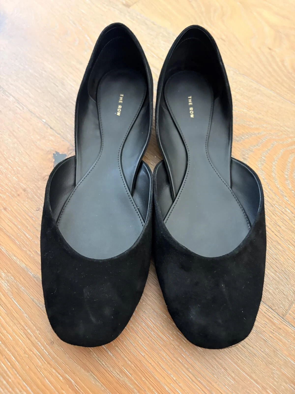 The Row Black Gemma Suede Flats Balletcore Sz 39
