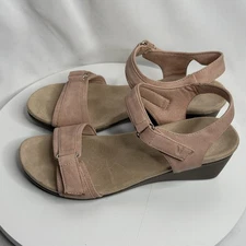 Vionic Adelaide Ankle Strap Comfort Wedge Sandals Womens Size 7.5 Pink Orthoheel