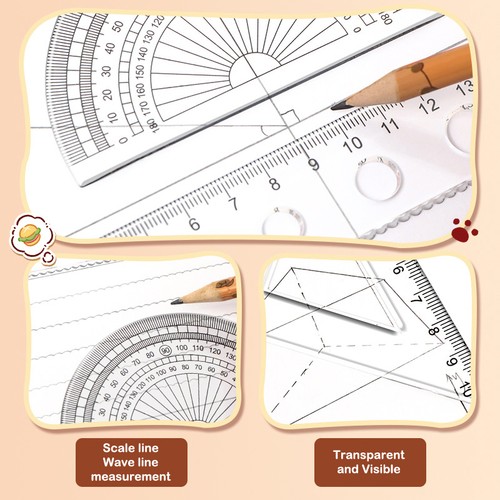 1Set Capybara Ruler Set Multifunctional Combination Ruler Triangle Protracto _dy - Picture 3 of 11
