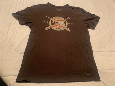 Men's T-Shirts,Graphic, Vintage Men s Medium Life Is Good Game On Baseball E5
