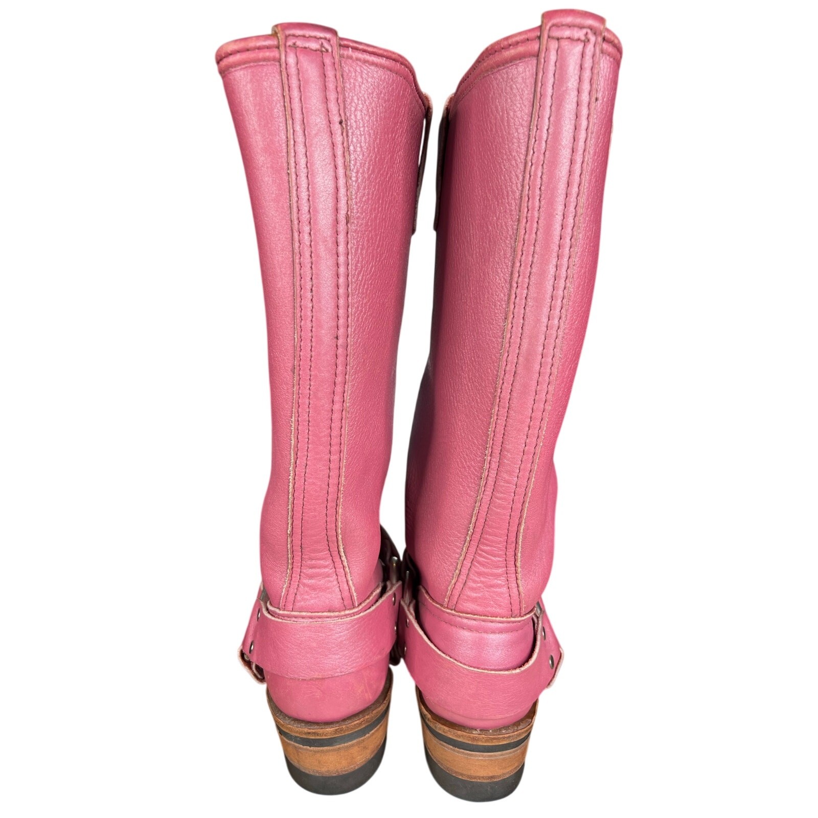 Rare Wesco Women’s Custom Pink Leather 15” Harness Moto Boot Size US 8.5 image 9