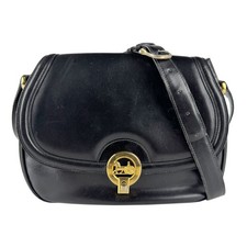 Auth CELINE Shoulder Bag Black/Gold Leather/Metal - z8270