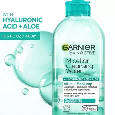 GARNIER Micellar Water Hyaluronic Acid Facial Cleanser&Makeup Remover Hydrating