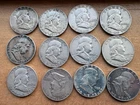 Lot of 12 90% Silver Franklin Half Dollars Various Date - US Coins - 4.3 Oz Sil