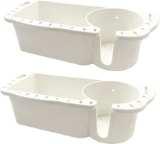 2 Pack Boat Caddy Organizer Marine Cup Holder Universal Fit for 2Pack-White 