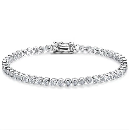4mm D VVS1 Moissanite Luxury Bubble Tennis Bracelet 925 Sterling Silver - Picture 26 of 28