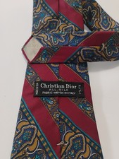 Christian Dior Men's Silk 55" Tie Made In USA Fabric Woven In Italy