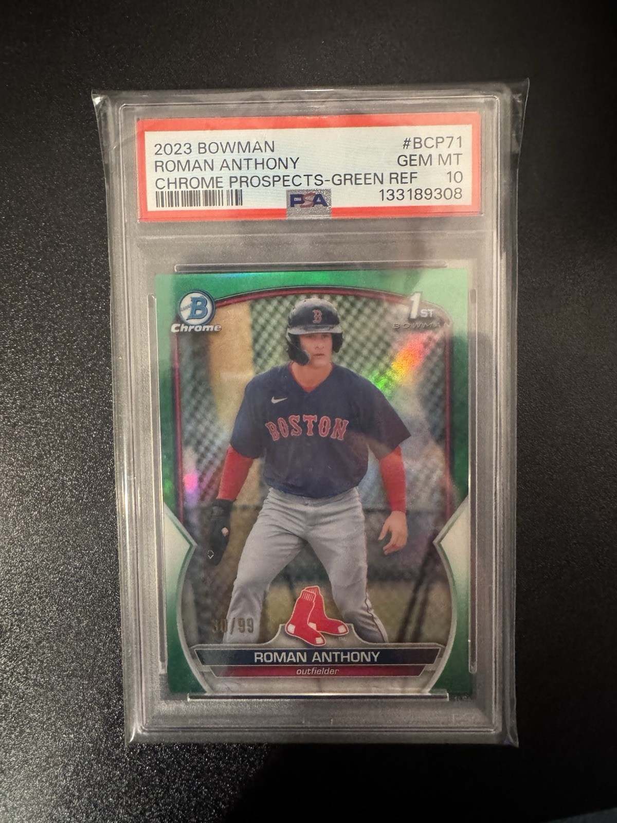 2023 Bowman - Chrome Prospects Roman Anthony #BCP-71 Green Refractor /99 (RC)