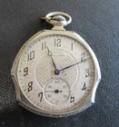Waltham Antique Pocket Watch white gold filled Case 44mm x 45mm 65gm working