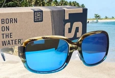 COSTA DEL MAR shiny wahoo/blue mirror GANNET polarized 580G sunglasses NEW!