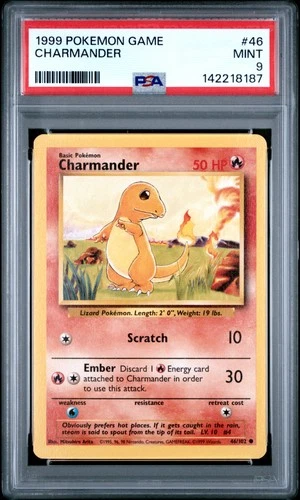1999 POKEMON BASE SET UNLIMITED #46 CHARMANDER PSA 9
