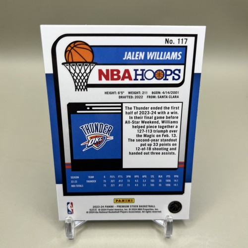 Jalen Williams 2023-24 NBA Hoops Premium Stock #117 Oklahoma City Thunder - Picture 2 of 2