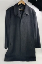 London Fog Mens Wool Coat 44L Trench Coat Dark Grey Double Breasted  USA