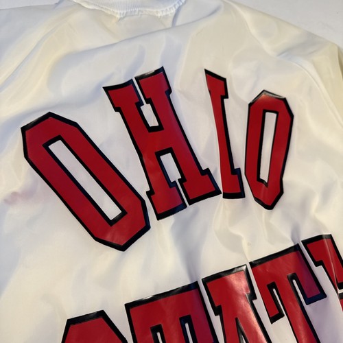 Giacca OSU Vintage Ohio State Anni 80 Bianco Raso Bomber Varsity Football Taglia L - Foto 4 di 12