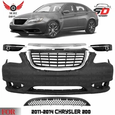 Front Bumper Fascia Paintable & Grille Assembly Kit For 2011-2014 Chrysler 200