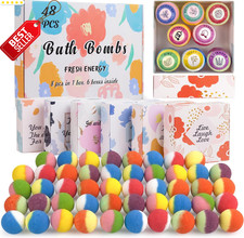 48 Organic Bath Bombs Gift Set for Women Kids Relaxing Essential Oils - US