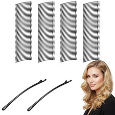 100 Pcs Curved Bobby Pins Black for Women, 2.2In Large Flat Bobby Pins with Ball