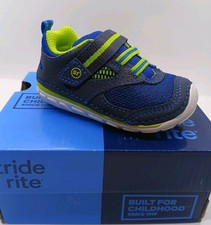 Stride Rite Adrian Casual Sneakers, Navy And Green Toddlers 3 XW Extra Wide
