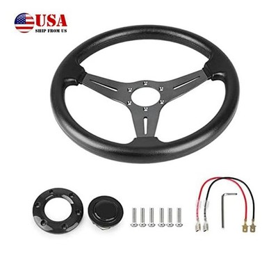 14  Auto Universal Racing Steering Wheel Flat Drifting 6 Bolts with Horn Button