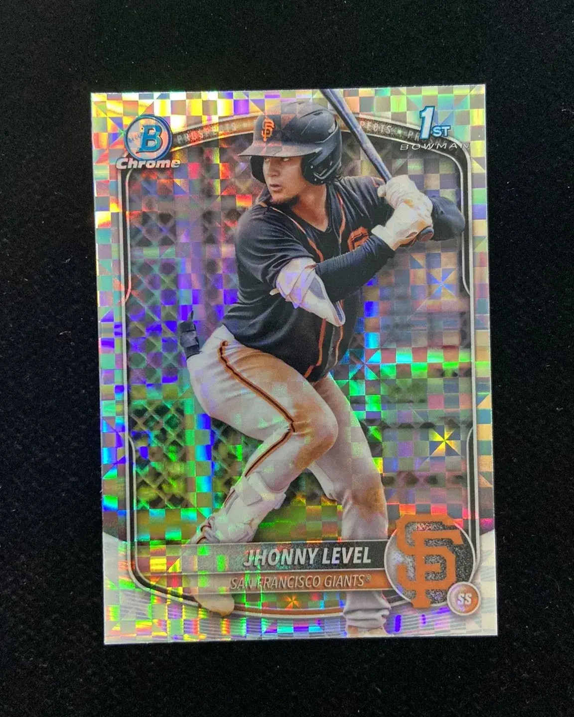 2025 Topps Bowman Chrome 1st X-Fractor Refractor Jhonny Level Giants mic