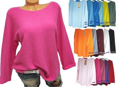 Damenpullover Italy Strick Pullover Sweater Basic Langarm Pulli  38 40 #8A