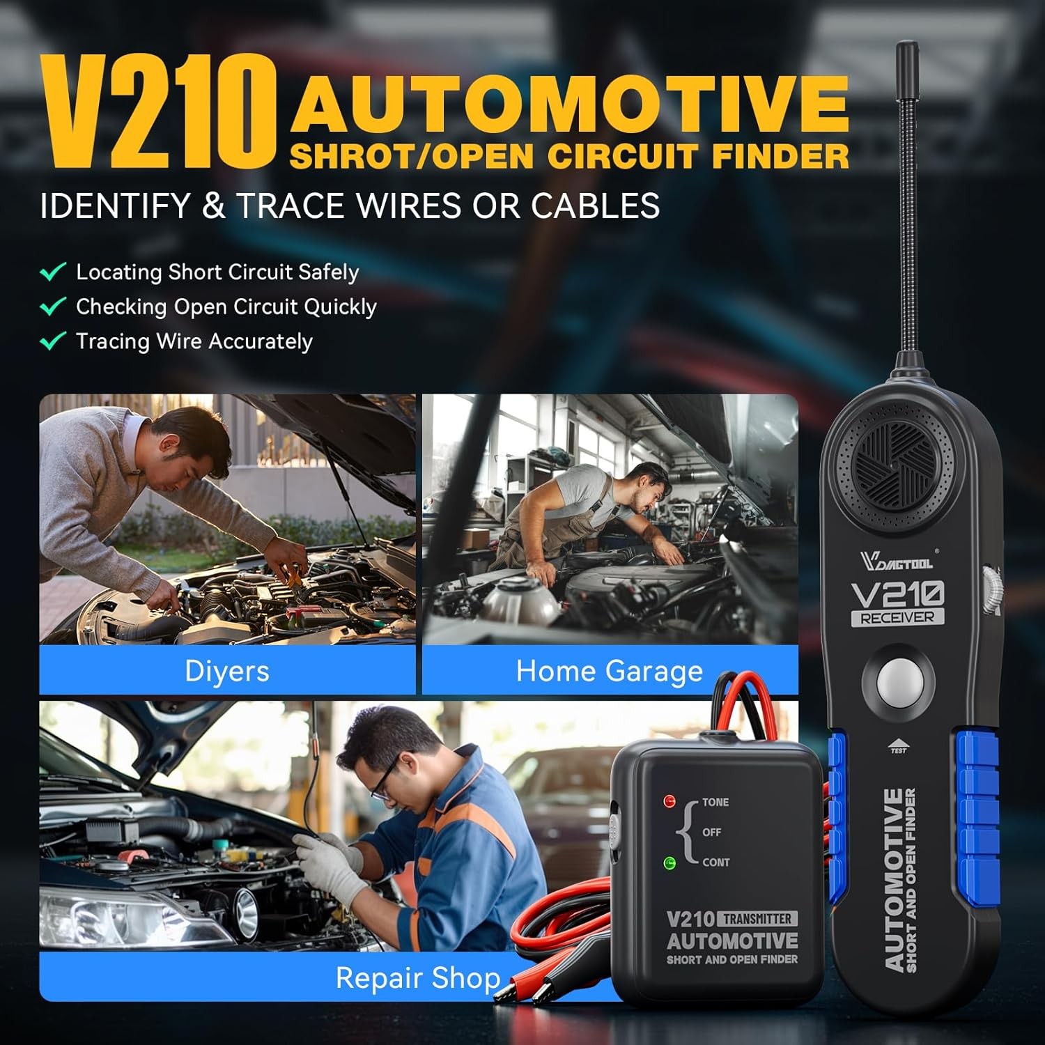 VDIAGTOOL V210 Wire Tracer Electrical Automotive Open & Short Finder Circuit Tes