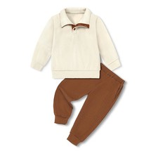 12-18 Months Boy Clothes 2PCS Fall Winter Baby Boy Outfit Long Sleeve Solid S...