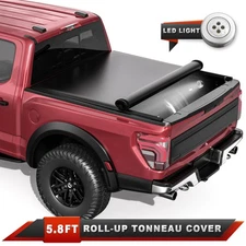 5.8FT Roll-Up Soft Tonneau Cover For 2014-2025 Chevy Silverado GMC Sierra 1500