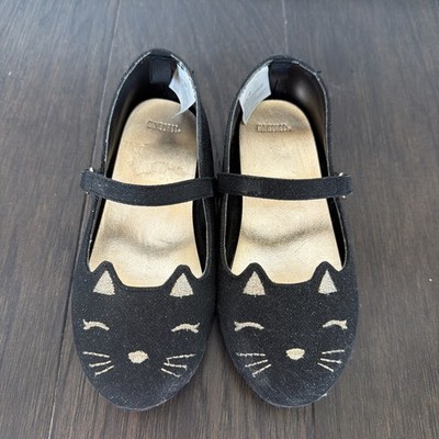 Girls Gymboree CATASTIC KITTY CAT Black W/Sparkles Mary Jane DRESS SHOES Size 10