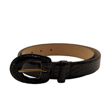 Bespoke Black Genuine American Alligator Womens USA Made Belt Size L NWOT