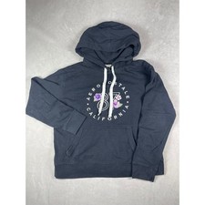 Aeropostale Womens Medium Black Floral 87 California Graphic Pullover Hoodie M