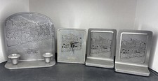 VTG Krispy Kreme Store Fixtures Pewter Clock, Book Ends, Candlestick Holder