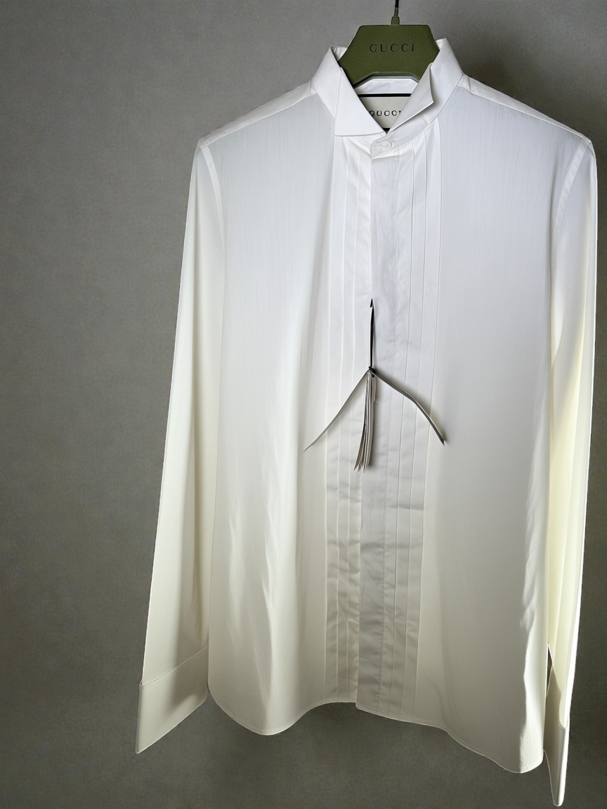 NWT Gucci White Tuxedo Dress Shirt Size 16.5/42 Gucci Cufflinks Included
