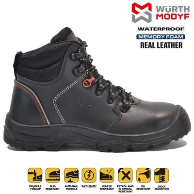 WURTH MODIFY MENS LEATHER WATERPROOF SAFETY STEEL TOE CAP HIKING WORK ANKLE BOOTS TRAINERS