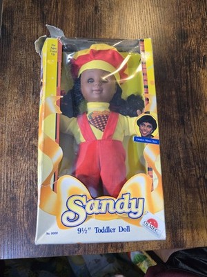 Vintage OLMEC Sandy 9 1/2 Tollder Doll New Opened Damaged Box
