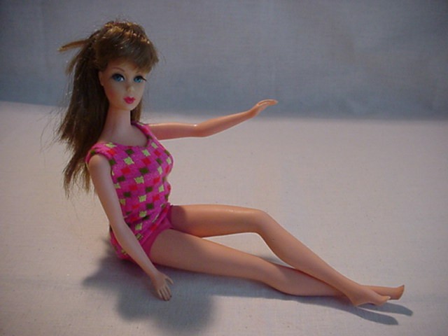 DOLL Barbie TNT Vintage 1967 LASHES Go Go Co Co BRUNETTE original 2-pc Swimsuit