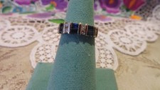 14k Solid Yellow Gold Blue Sapphire and Diamond Ring Size 5 1/8 3.8gr